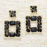 89693, MULTI RHINESTONE SQUARE EVENING EARRING
