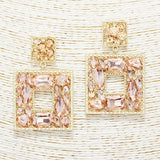 89693, MULTI RHINESTONE SQUARE EVENING EARRING