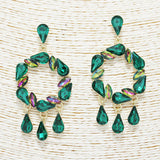89694, GEOMETRIC RHINESTONE EVENING EARRING