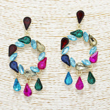 89694, GEOMETRIC RHINESTONE EVENING EARRING