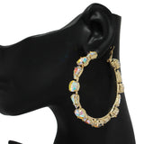89695, 60MM MULTI RHINESTONE HOOP EARRING