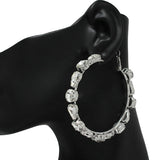89695, 60MM MULTI RHINESTONE HOOP EARRING