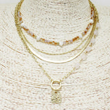 89700, HAMMERED METAL CHARM MULTI LAYERED NECKLACE