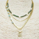 89700, HAMMERED METAL CHARM MULTI LAYERED NECKLACE