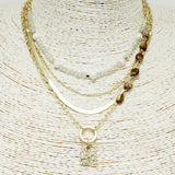 89700, HAMMERED METAL CHARM MULTI LAYERED NECKLACE
