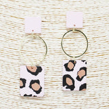 Leopard Print Geometric Rubber Coated Earring