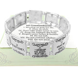 89719, 10 CMMANDMENTS ENGRAVED STRETCH BRACELET