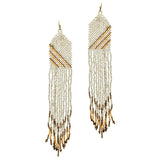 89720, SEED BEAD FRINGED LONG DROP EARRING