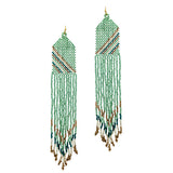 89720, SEED BEAD FRINGED LONG DROP EARRING
