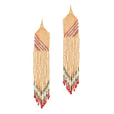 89720, SEED BEAD FRINGED LONG DROP EARRING