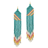 89720, SEED BEAD FRINGED LONG DROP EARRING