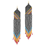 89720, SEED BEAD FRINGED LONG DROP EARRING
