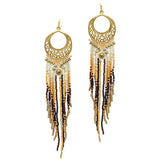 89721, SEED BEAD FRINGED LONG DROP EARRING