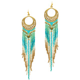 89721, SEED BEAD FRINGED LONG DROP EARRING