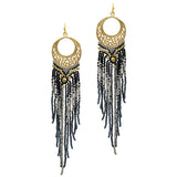 89721, SEED BEAD FRINGED LONG DROP EARRING