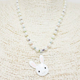 Easter Bunny Charm Pearl Beaded Necklace