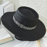 89750, TWO TONES BOATER HAT WITH TRIBAL TRIM