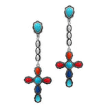 Western Cross Semi Stone Dangle Earring - view 2
