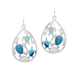 SEA Turtle Epoxy with Opal CUT OUT Earring