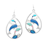 Dolphin Epoxy with Opal CUT OUT Earring