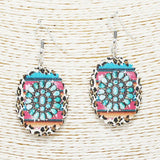 Western Concho Wooden Earring