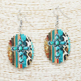 Western Cross Wooden Earring