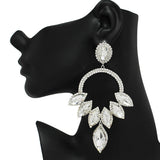 89844, OVERSIZED MARQUISE ACCENT RHINESTONE EVENING EARRING