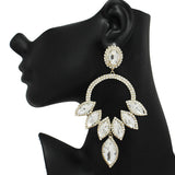 89844, OVERSIZED MARQUISE ACCENT RHINESTONE EVENING EARRING