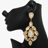 89855, OVERSIZED MULTI RHINESTONE EVENING EARRING