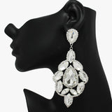 89855, OVERSIZED MULTI RHINESTONE EVENING EARRING