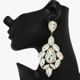 89855, OVERSIZED MULTI RHINESTONE EVENING EARRING