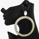 89856, OVERSIZED ROUND RHINESTONE EVENING EARRING