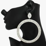 89856, OVERSIZED ROUND RHINESTONE EVENING EARRING