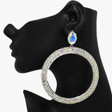 89856, OVERSIZED ROUND RHINESTONE EVENING EARRING