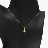 89864, DAINTY DOUBLE CROSS PENDANT NECKLACE