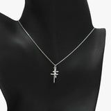 89865, DAINTY DOUBLE CROSS PENDANT NECKLACE