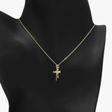 89865, DAINTY DOUBLE CROSS PENDANT NECKLACE