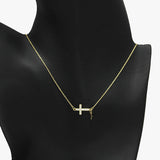 89866, DAINTY SIDE DOUBLE CROSS PENDANT NECKLACE