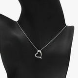 89867, DAINTY HALF PAVE VALENTINES HEART PENDANT NECKLACE