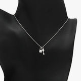 89868, DAINTY PAVE KEY & LOCK PENDANT NECKLACE