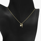 89868, DAINTY PAVE KEY & LOCK PENDANT NECKLACE