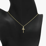 89871, DAINTY DOUBLE CROSS PENDANT NECKLACE