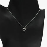 89872, DAINTY HALF PAVE HEART & CROSS PENDANT NECKLACE