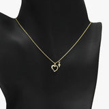 89872, DAINTY HALF PAVE HEART & CROSS PENDANT NECKLACE