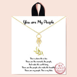 89884, "YOU ARE MY PEOPLE" CZ CHARM PENDANT NECKLACE