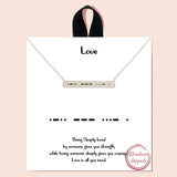 89890, "LOVE" DAINTY BAR NECKLACE/RHODIUM DIPPED