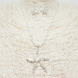 89918, STARFISH WITH CRYSTAL BEADS PENDANT NECKLACE