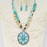 Western Concho Pendant Semi Stone Necklace - view 2