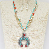 Western Squash Blossom Pendant Semi Stone Necklace - view 2