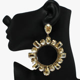 89931, MULTI RHINESTONE EVENING EARRING